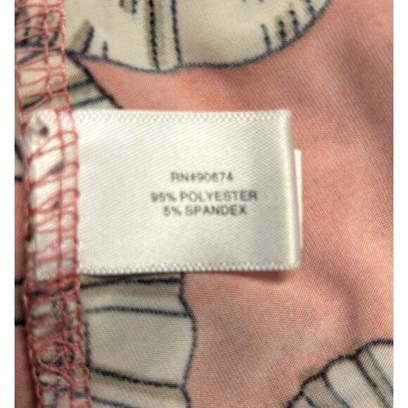 Boston Proper Coral Beach Seashell Print 3/4 Sleeves V-Neck Ruched Top Size 5 - Picture 10 of 14